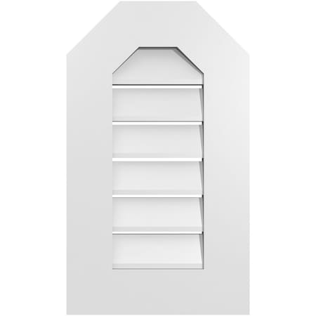 Ekena Millwork Octagonal Top Surface Mount PVC Gable Vent: Functional, w/ 3-1/2"W x 1"P Standard Frame, 14"W x 24"H GVPOT14X2401SF